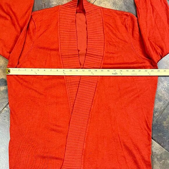Red Woman Reddish Orange Open Front Knit Cardigan 3X - Picture 4 of 10